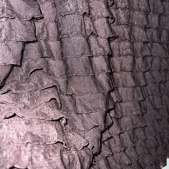 Cato Women Top 22/24W Short Sleeve Scoop Neck Stretch Brown Ruffle Tiered - Picture 4 of 11